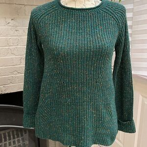 Style & Co. Ribbed Green Sweater W/Multi-Colors